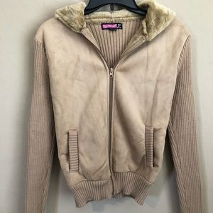 Say What? camel faux fur jacket